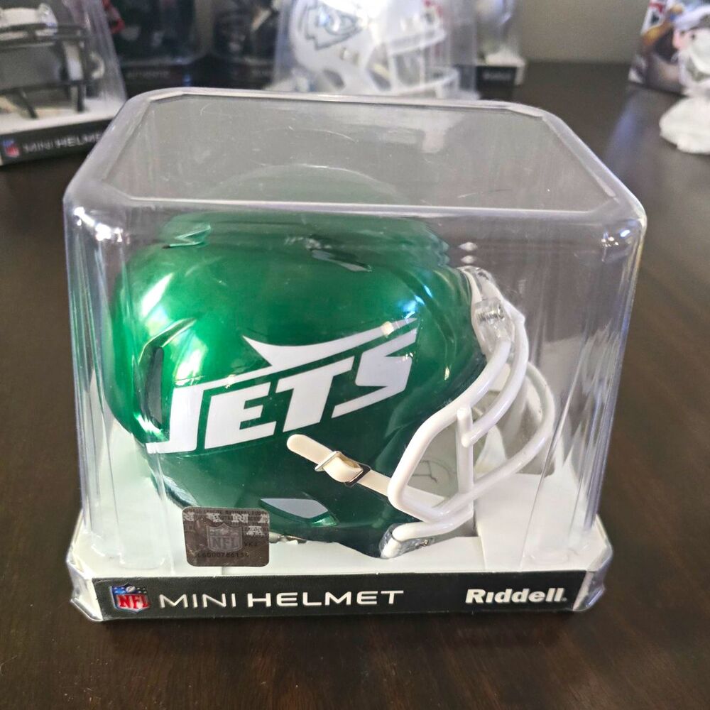 Riddell NFL New York Jets Mini Football Helmet Green White w/ Display Case